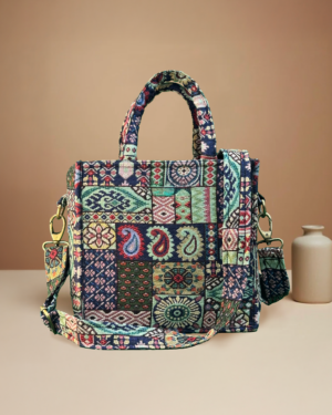 Jacquard Hand Bag with Sling Jaipur Jacquard Convertible Handbag