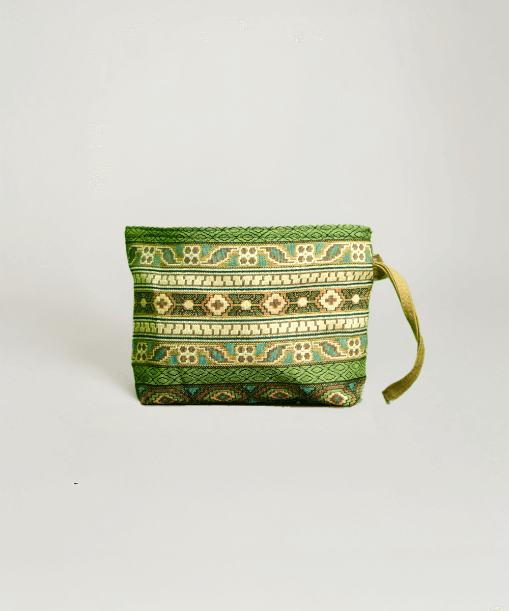 green-jacquard-zip-pouch
