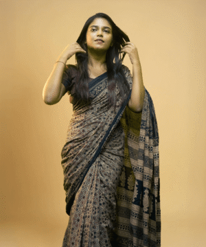 Rajastani Saree Jaipur Indigo & Earth Cotton Saree