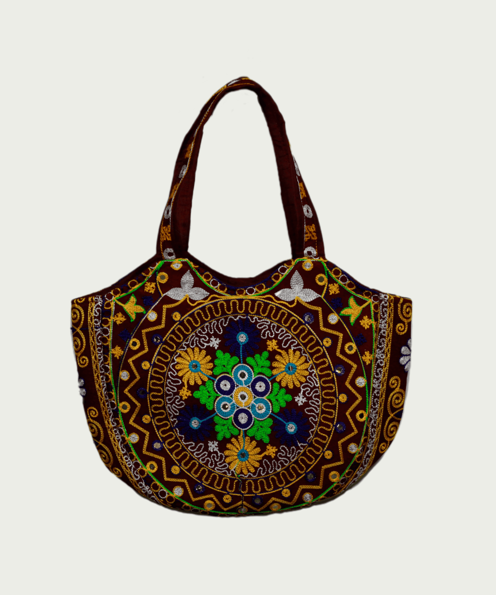 Handmade Kutch Mandala Embroidery Ethnic Shoulder Bag – Maroon Multicolor